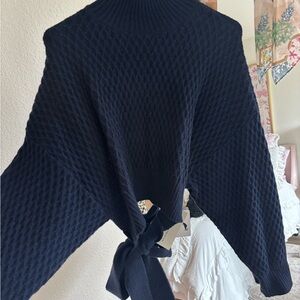 Commense Navy Textured Turtleneck Sweater